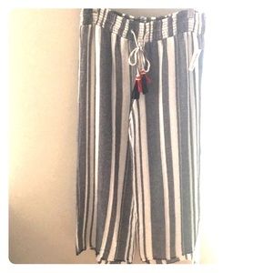 NWT Striped Linen Blend Drawstring Pants
